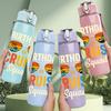1PC Sunset Beach Cruise Vacation Art 750ml Color Plastic Sports Water Bottle Leakproof Flip Straw Lid Suitable for Sports Office Home Use