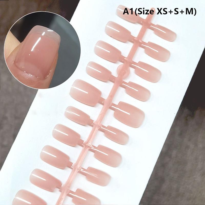 30 шт. Короткие накладные ногти-press-on, нюдово-розовые, с декором, носимые, типсы для ногтей полного покрытия, искусство A1