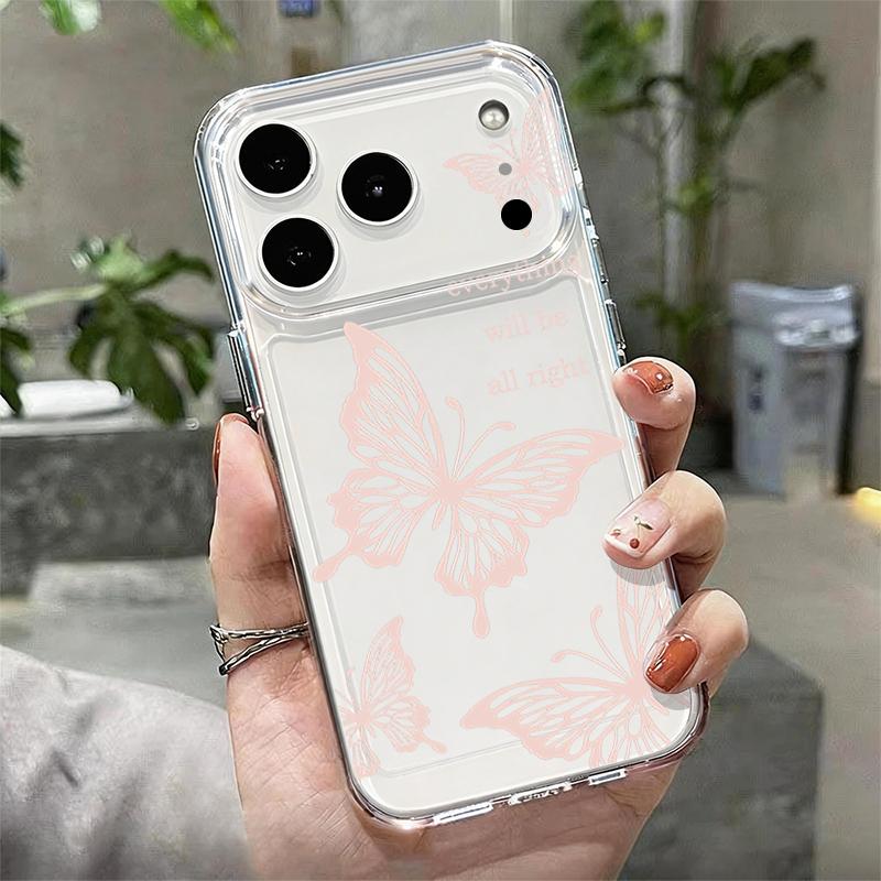Black Butterfly Printed TPU Phone Case For iPhone 17 16 Pro 15 14 13 12 Pro Max 11 Shockproof Transparent Soft Silicone Cover