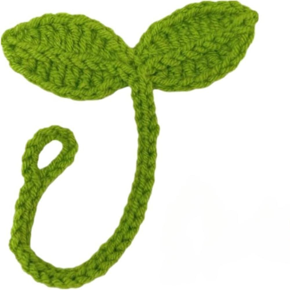 Knitted Crochet Leaf Sprout Knitted Green Leaf Decor Bookmark DIY Craft Cute Crochet Accessories Gift For New Year Birthdays
