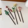 Exquisite Wooden Tassel Hair Clip Ancient Style Flower Hairpin for Girls Hair Jewelry Accessories