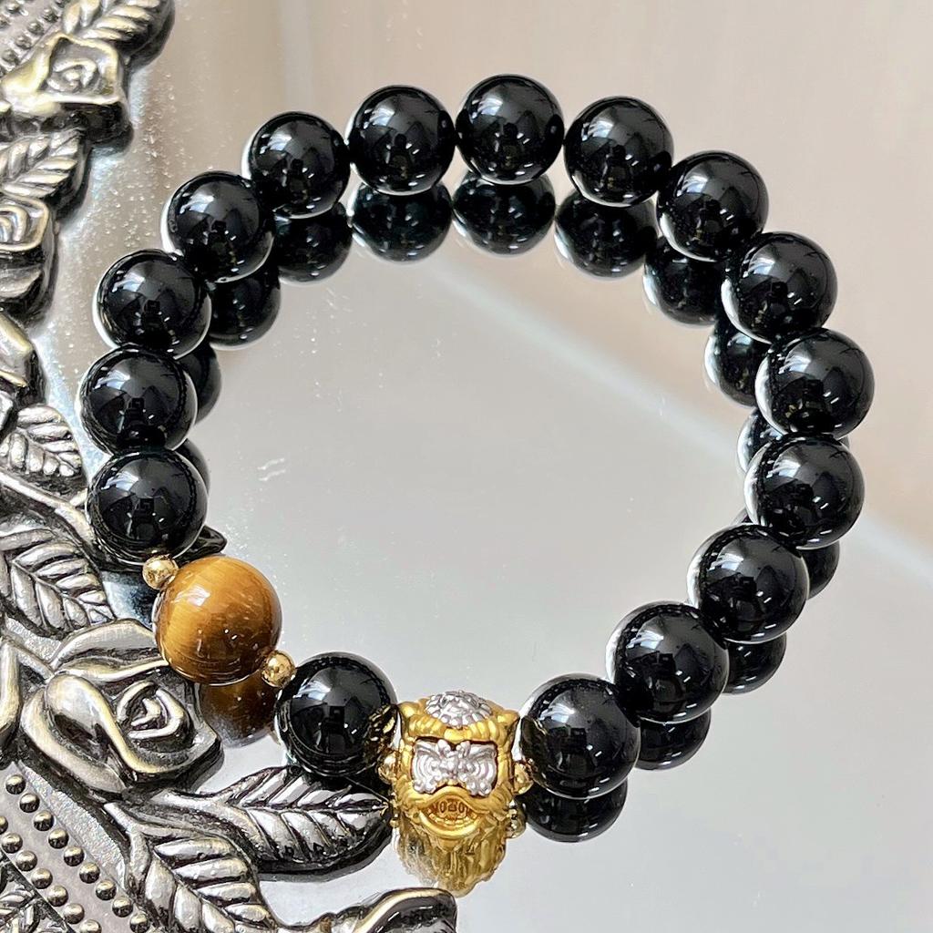 Autumn And Winter New Natural Black Agate Tiger'S Eye Stone Bracelet Bracelet.
