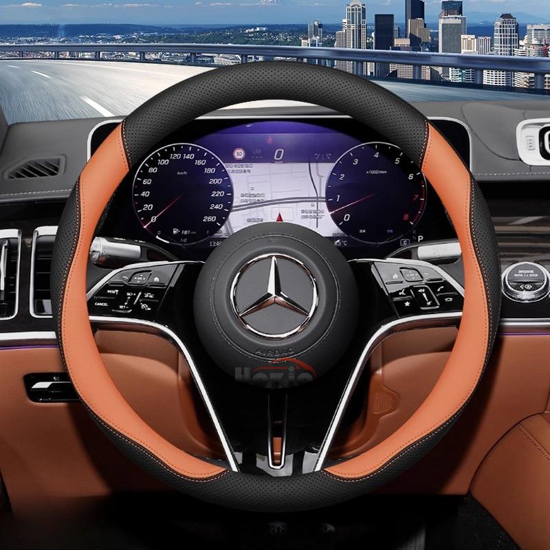 Leather Car Steering Wheel Cover for Mercedes Benz W214 C200 V-class GLE E-class GLA 200 GLC CLA A200 Interior Accessories 2025 PP8