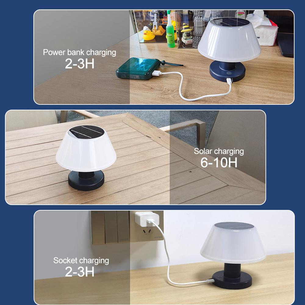 D2 Outdoor Solar Table Desk Lamp Light Portable Mushroom Light LED Bedside Lamp Camping Light Patio Garden Restaurant Bar Lights
