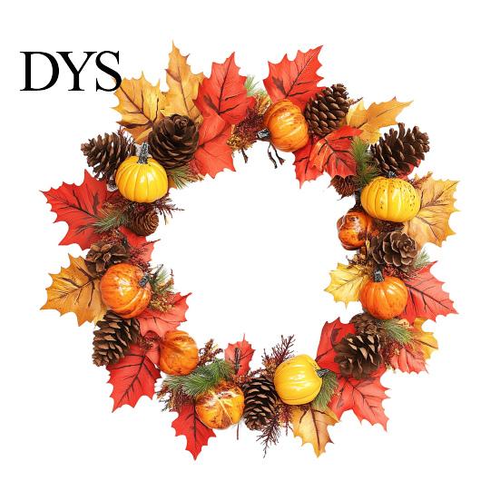 Rustic Harvest Home Decor Thanksgiving Day Wall Sticker, Pumpkin/Pinecone/Leaf Print Garland Shape Decorations Waterproof PVC Decal, for And Halloween