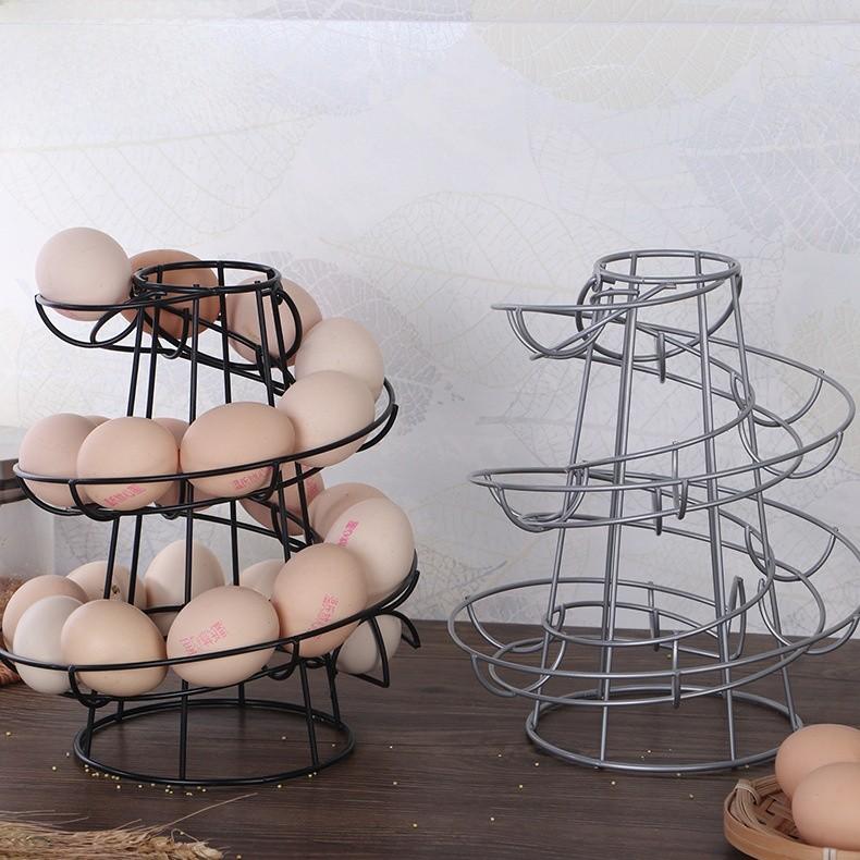 Kitchen Creative Spiral Egg Rack With Hanging Basket For Home Storage And Organization