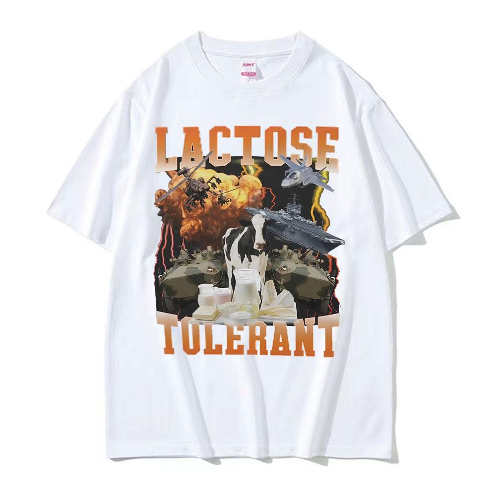 Lactose Tolerant Funny Meme Graphic Tshirt for Unisex Harajuku Y2k Hip Hop Gothic Tshirts Unisex 100 Cotton Short Sleeve T Shirt