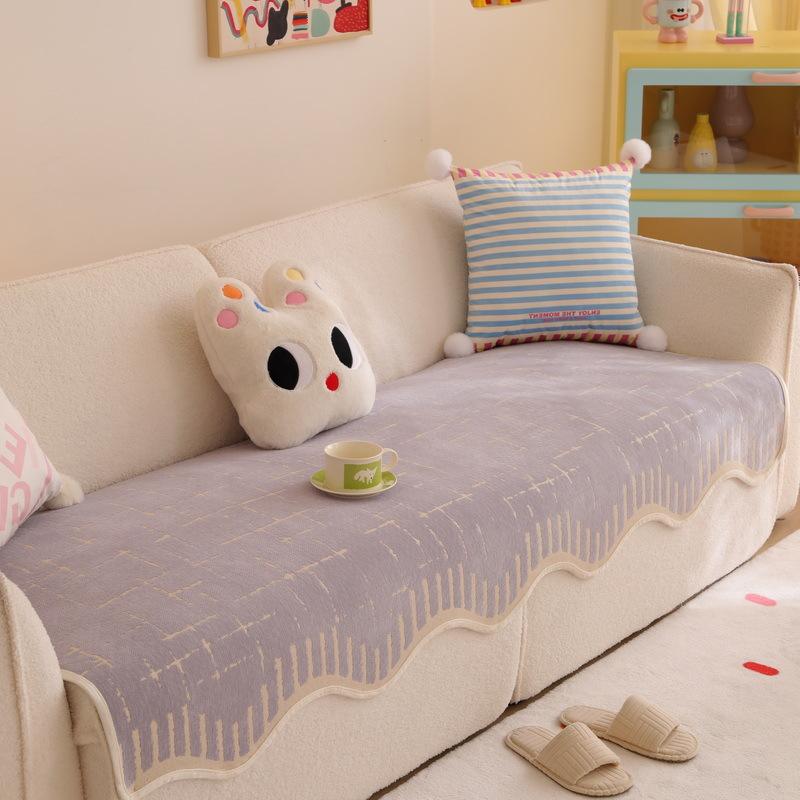 Dopamin Farbe Sofakissen Neue Sommer Chenille Bezug Handtuch Einteilig Rutschfest Vier-Jahreszeiten Sitzkissen