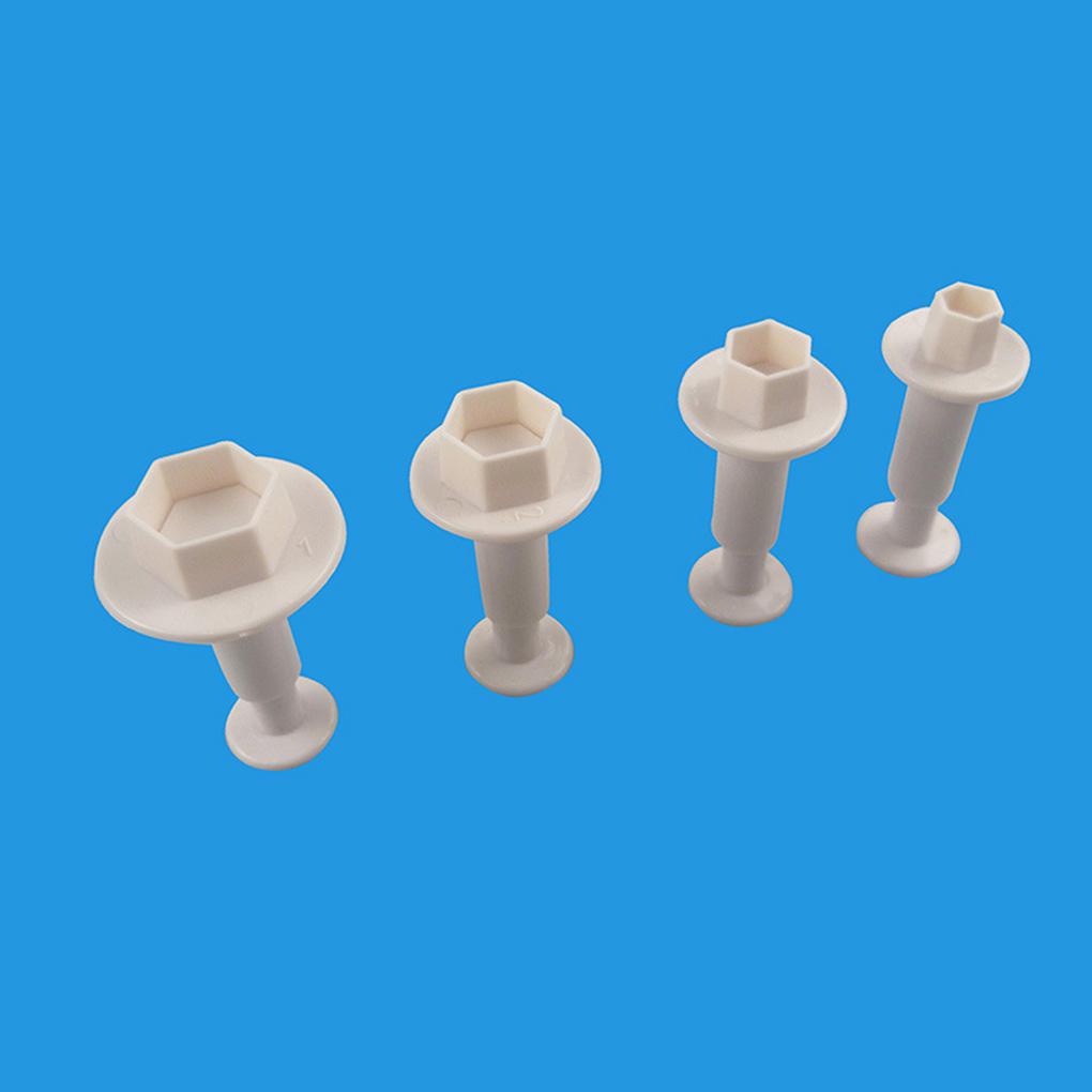 4pcs Hexagon Shaped Plastic Biscuits Spring Cutting Dies Geometric Cake Baking Utensils Molds Mould