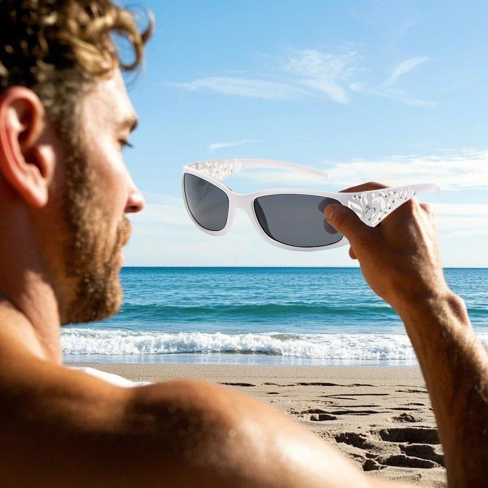 

Модные поляризованные солнцезащитные очки со стразами, прямоугольные солнцезащитные очки UV400 One Size