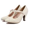 Women's High Heels Mary Janes Shoes 2025 Autumn Elegant T-strap Beige Black Heeled Party Wedding Dance Shoes Female Dress Pumps
