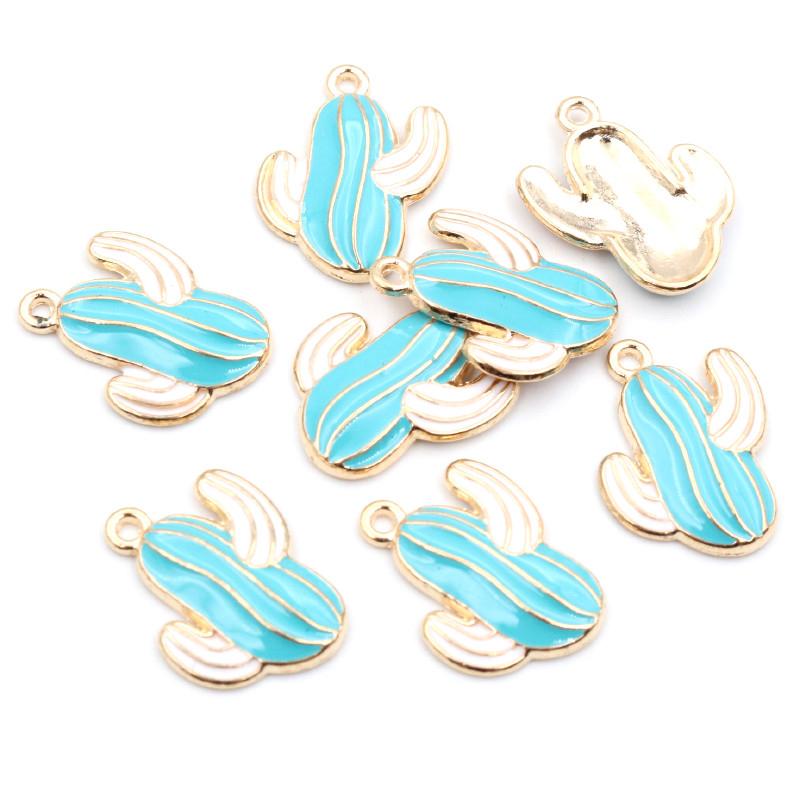 10pcs Enamel Cactus Charms Pendant for Jewelry Making Supplies Alloy Metal Drop Oil DIY Jewelry Making Findings Accessories