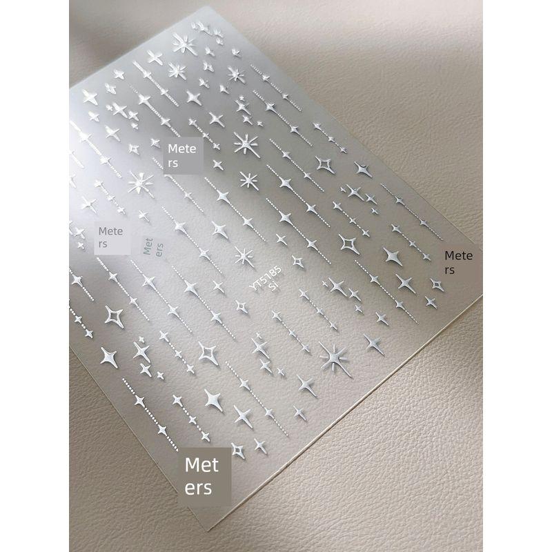 

2025 New Arrival Internet Hot Four-Star Awn Stickers Gold and Silver Color XINGX Nail Art Stickers Nail Ornament Small Accessories YT5185 Star Sticker-Hot Silver