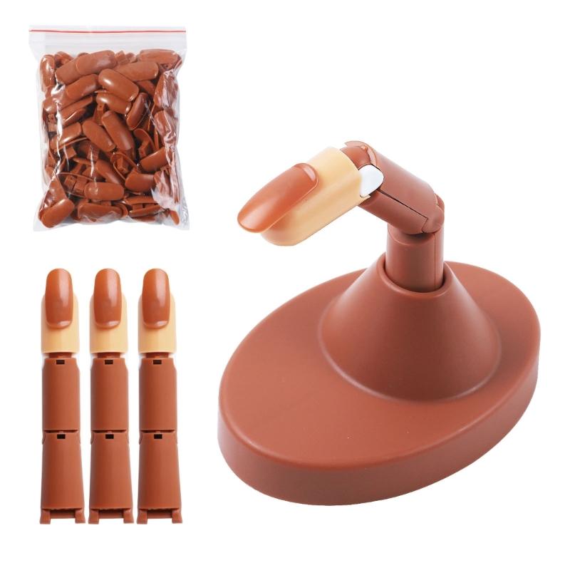 

Portable Nail Practice Finger Set With Adjustable Articulated Digits And Stable Base For Home Salon Training коричневий