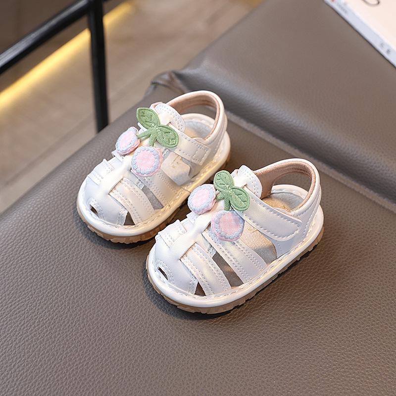 Baby Girl Summer Cherry Princess Squeaky Sandals - Soft Sole, Non-slip Toddler Shoes
