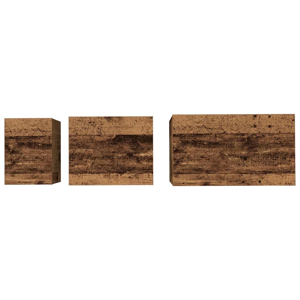 Nesting Coffee Table Set 3 Pieces Reclaimed Wood Effect Particleboard