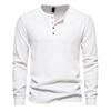 Men's Four-Button Waffle Knit Henley Long Sleeve T-Shirt