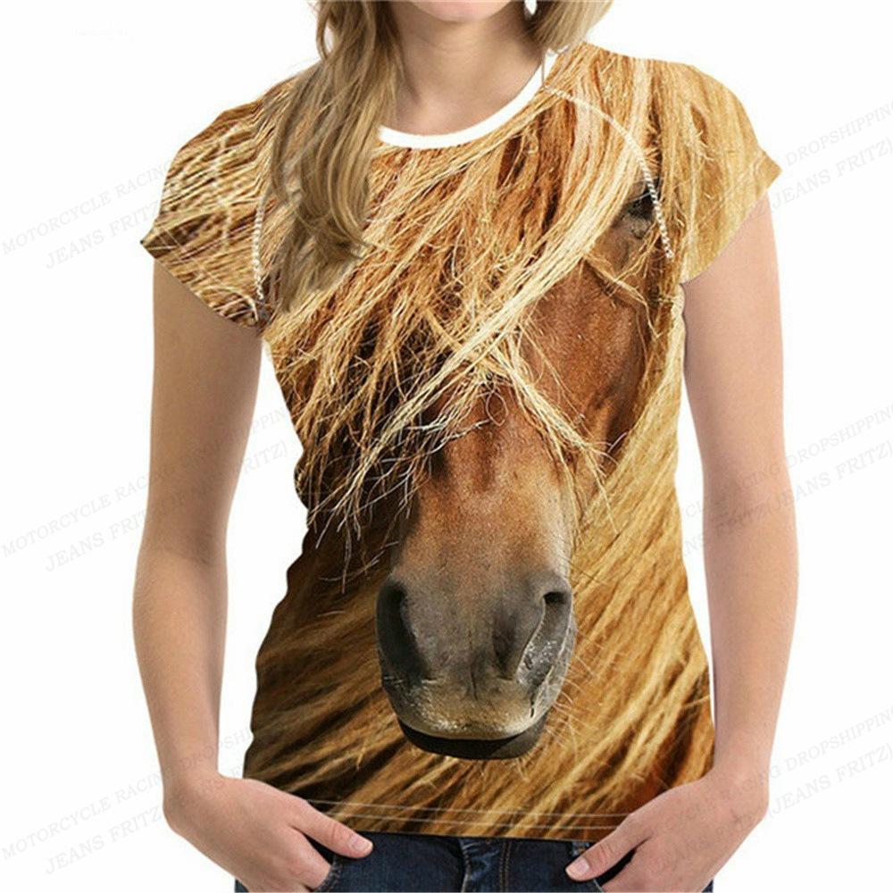 Animal Printed Clothes for Summer, 3D Printed Girls' Short Sleeved Tops, Women's T-shirts, and T-shirts