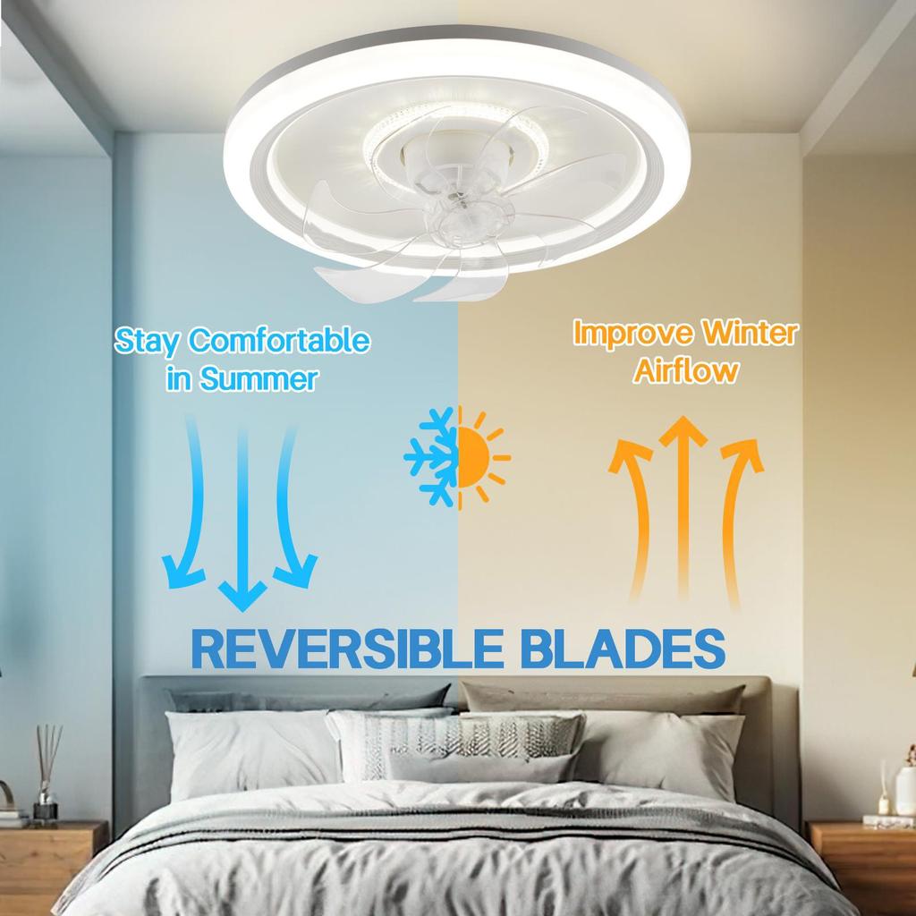 Bladeless LED Ceiling Fan with Remote Control for Bedroom & Living Room