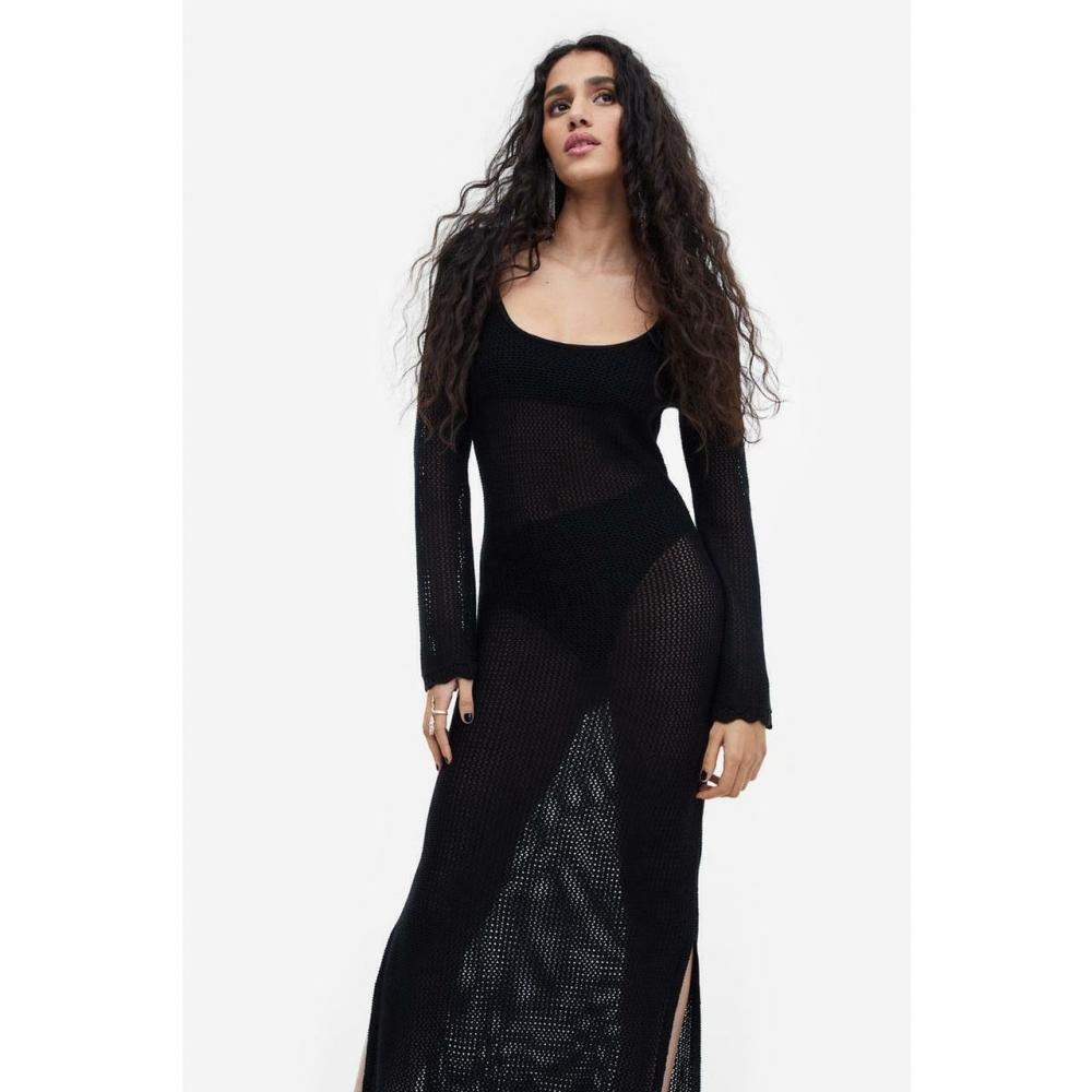 Buy H M Tie Detail Hole Knit Dress Black 1147254003 at affordable prices   free shipping, real reviews with photos  Joom