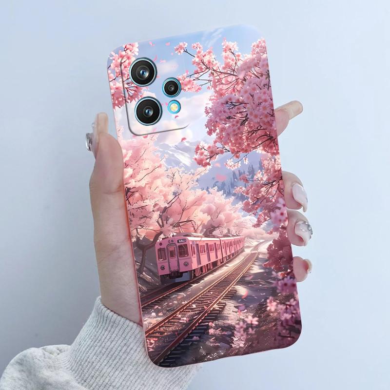 For Realme 9 Pro Plus Phone Case RMX3392 RMX3393 Flower Girl Design Soft Silicone TPU Back Housing For Realme9 4G RMX3521 Covers