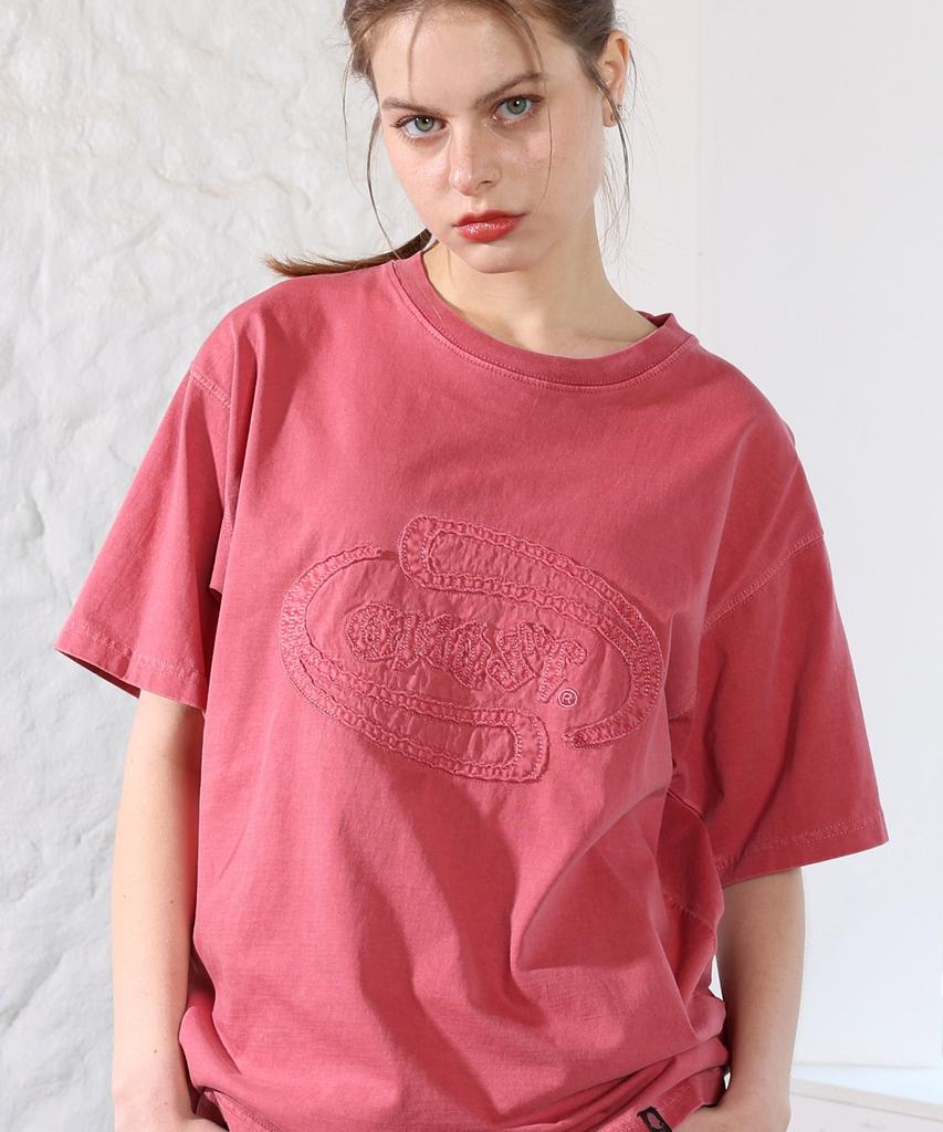 GHOST REPUBLIC Applique Embroidery Pigment Short Sleeve T-Shirt Gt-373