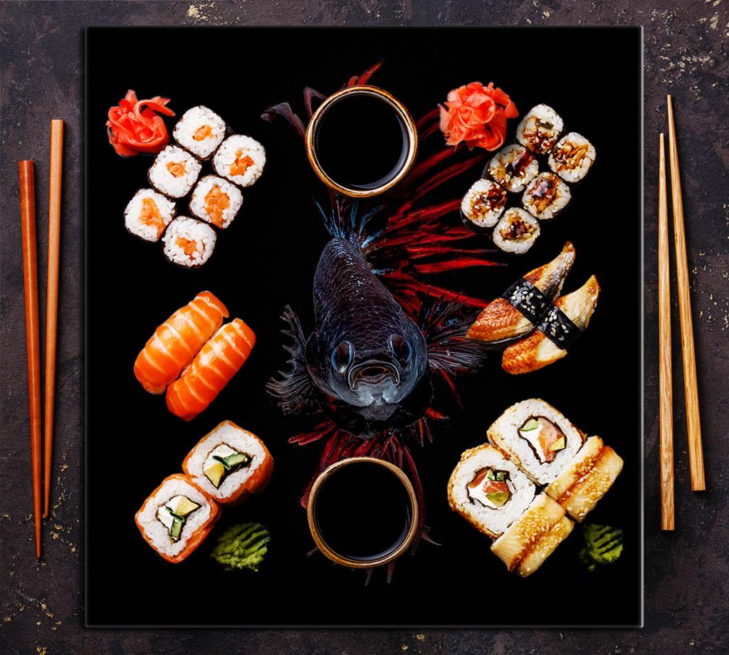 GLASPANEL FÜR DIE KÜCHE 60x65 Fisch