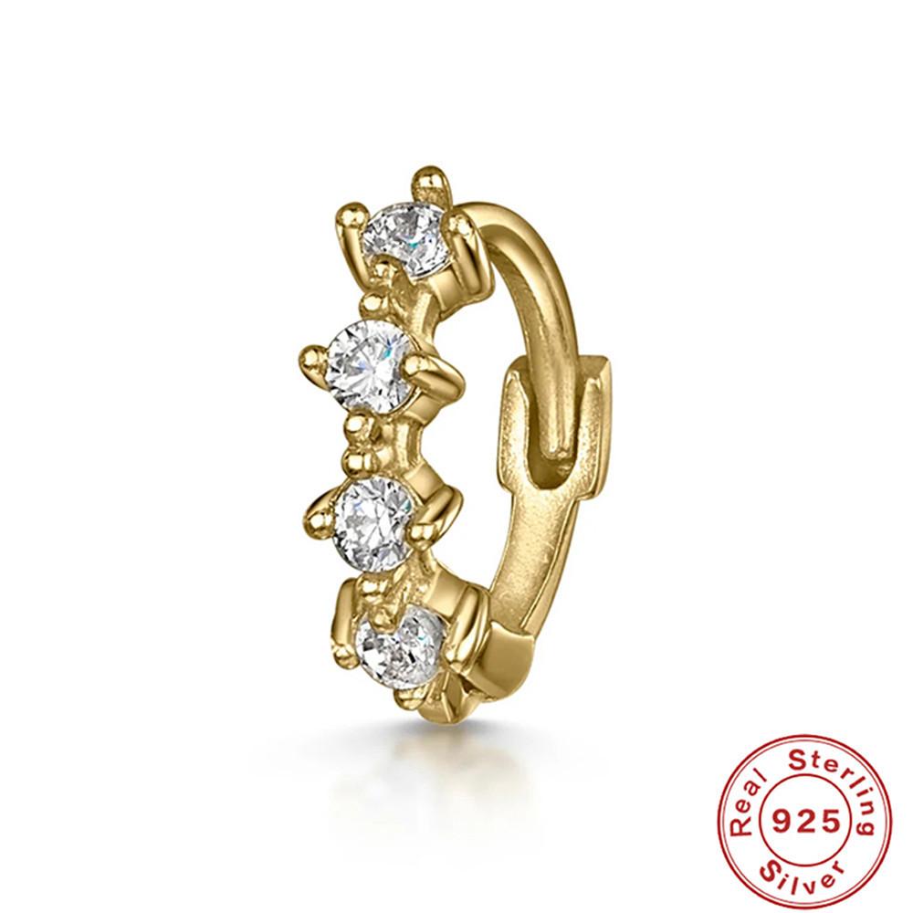 S925 Sterling Silver Cartilage Piercing Zircon Diamond Earrings Ear Buckle Earrings Earbone Ring Hipster Earrings