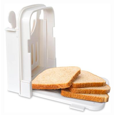 Brotschneidemaschine für selbstgemachtes Brot, Kunststoff, manuelle Brotschneideanleitung, faltbarer Brotschneider für