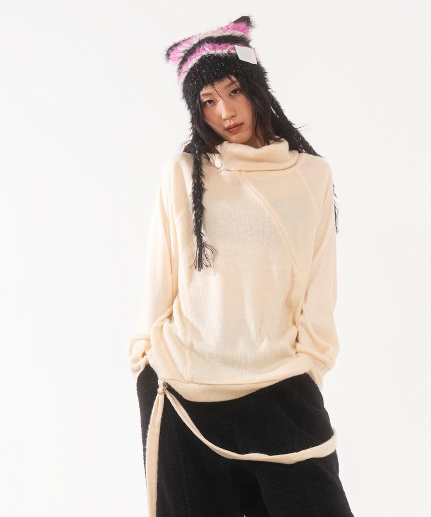 FANYOUNG Hairy Zip Slit Pullover Ivory
