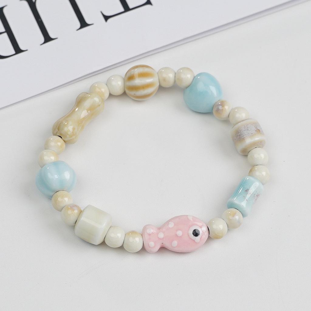 Ceramic beaded bracelet small fresh ancient style national style simple bracelet summer
