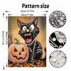 Halloween Black Cat Pumpkin Pearl Painting Art Full Pearl Handmade Diy Home Decorations