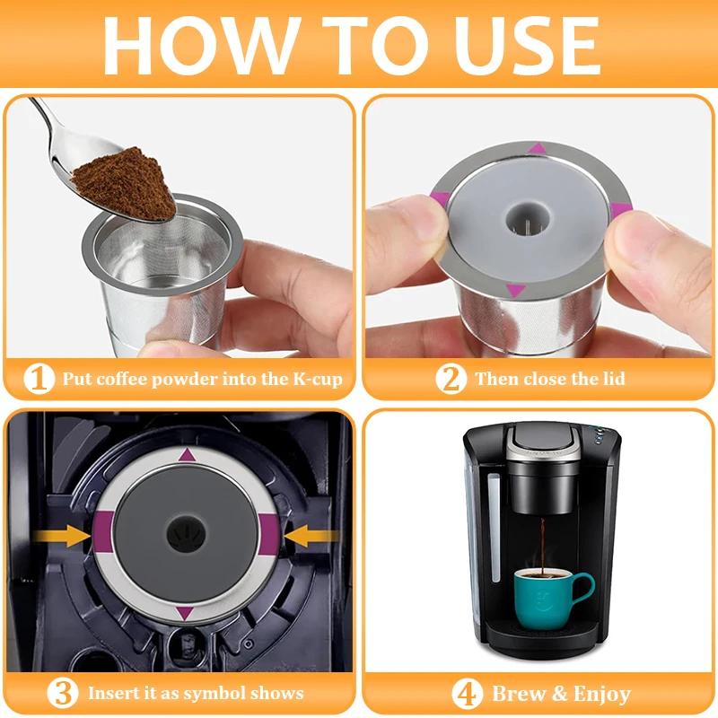Stainless Steel Reusable K-cup Coffee Filter Capsules Portable Household Accessories Kitchen Tool Creative Little Coffee Filters