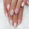 Pink Glitter Short Wearable Nails with Jelly Glue - Finished Manicure Nail Tips