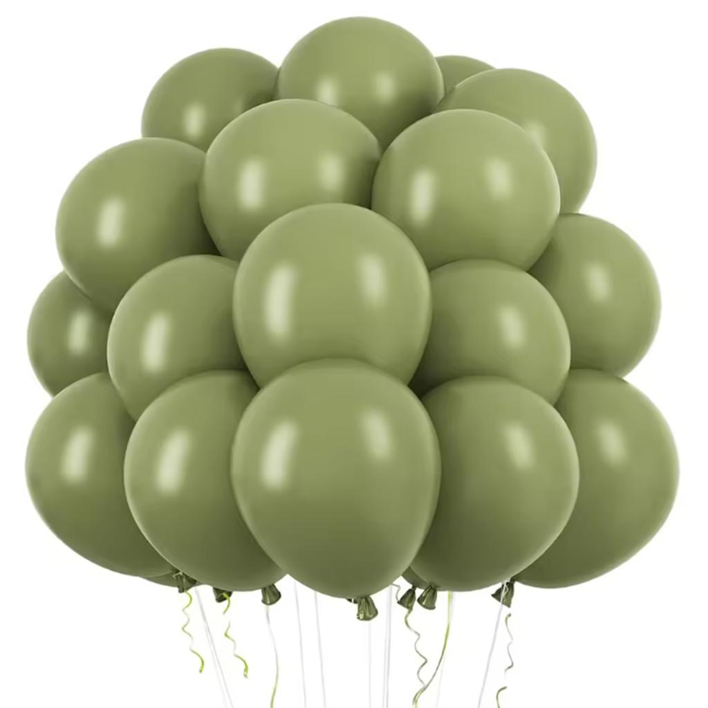 12inch Olive Green Latex Balloons Retro Green Birthday Balloons for Wedding Birthday Party Anniversary Decorations