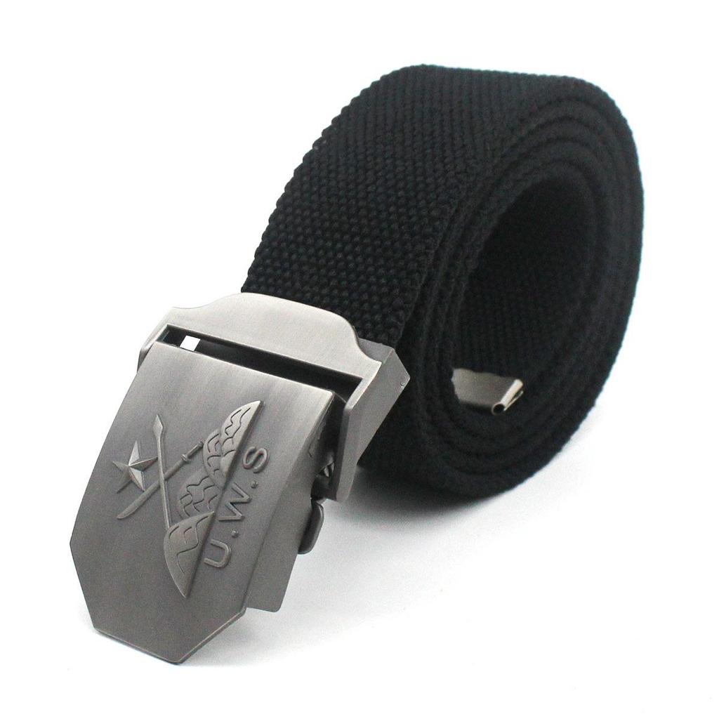Men's Extra Thick Canvas Woven Belt, Polyester-Cotton Blend, Casual Style