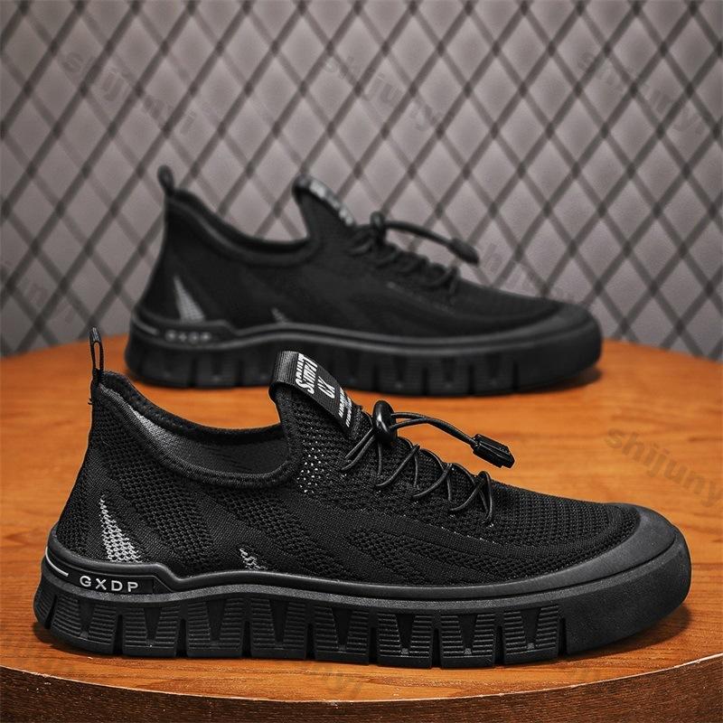 Fashion Men Shoes 2025 Summer New Breathable Fly Weave Mesh Elastic Band Casual Shoes Outdoor Comfortable Non Slip Sewing Running Shoes