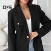 Women Suit Coat Lapel Long Sleeve Flap Pockets Suit Jacket Solid Color Single Button Office Lady Outwear