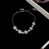 Korean Minimalist Cubic Zirconia Geometric Flower Cat's Eye Stone Bracelet - Elegant, High-End Wristband Jewelry for Women