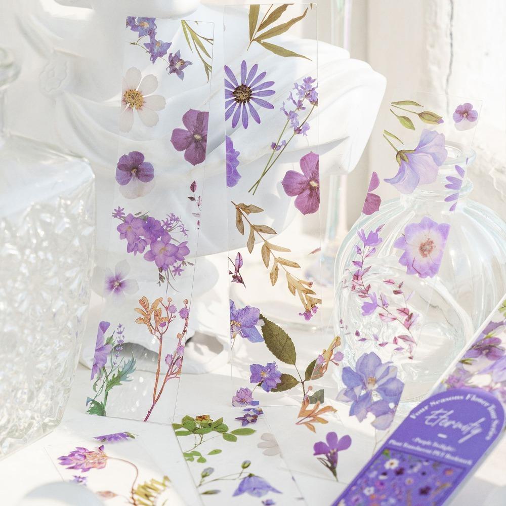 5pcs PVC Reading Book Mark Translucent Book Page Marker Gift Flower Travel Series Bookmark