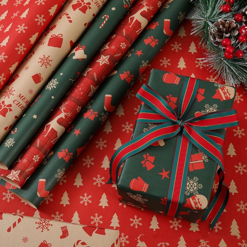 Santa Claus Wrapping Paper Wrinkle-Resistant Bell Pattern Paper Christmas Gift Wrapping Paper Eye-Catching For Home Decoration
