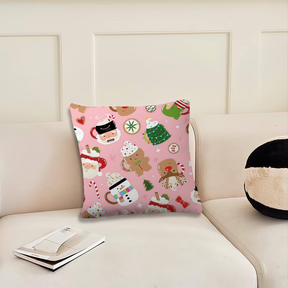 Christmas Cartoon Gingerbread Man Cushion Cover Pillow Cover Decoration Room Home Sofa Living Office Car Nordic Simplicity