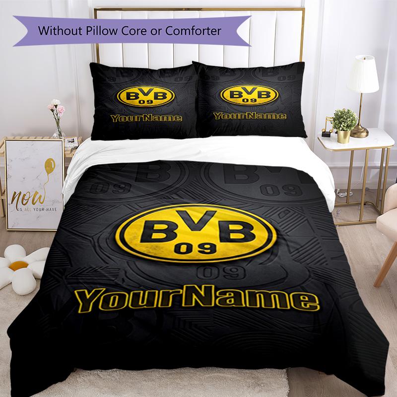 Borussia Dortmund Customize Your Name Bedding Set Breathable Duvet Cover with Pillowcases Home Decoration Birthday Gift