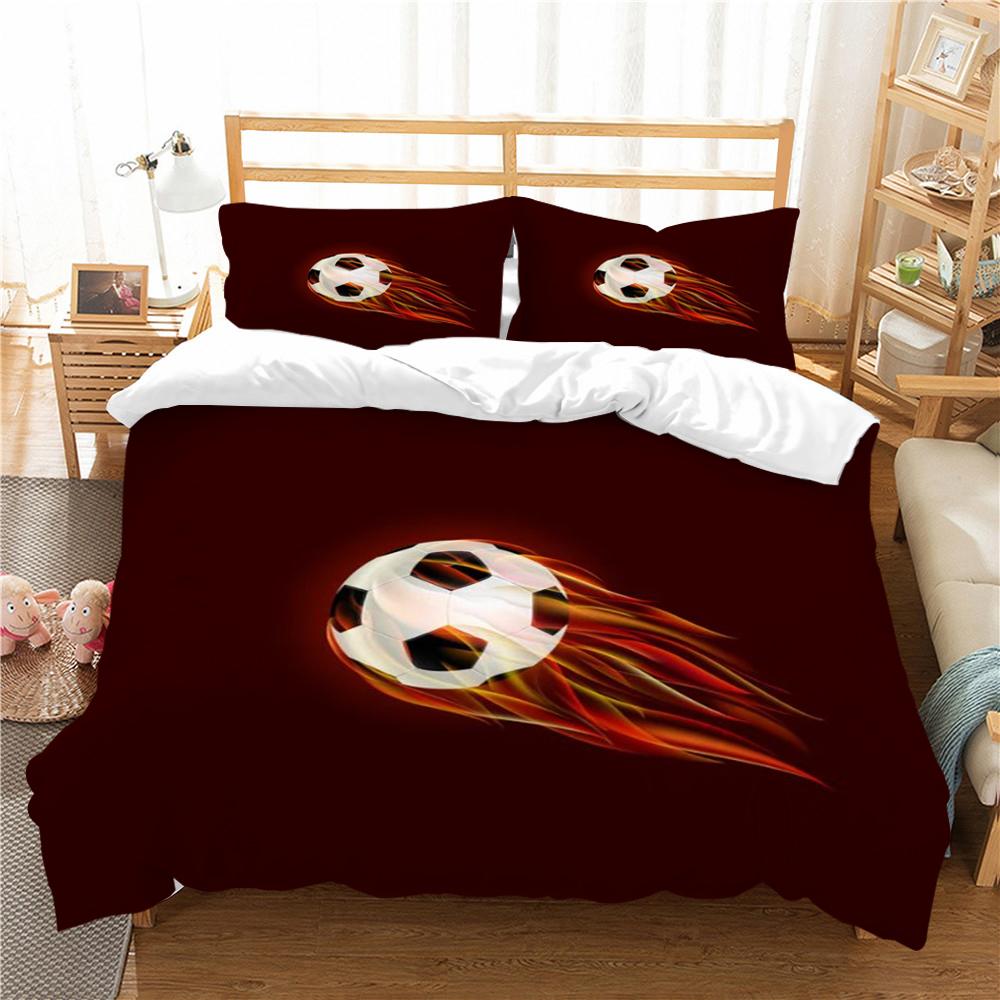 Fußball-Bettbezug-Set, Sport-Bettwäsche-Abdeckung, Queen- und King-Size-Betten, Mikrofaser, weiches Bett-Set für Teenager, Kinder und Erwachsene