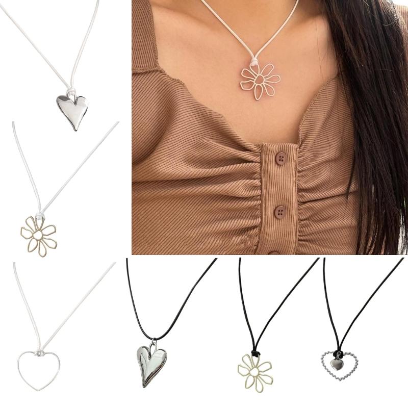 Delicate Tiny Bead Chain Choker Dainty Flower Pendant Necklace Simple Y2K Necklaces Everyday Jewelry for Women Girl