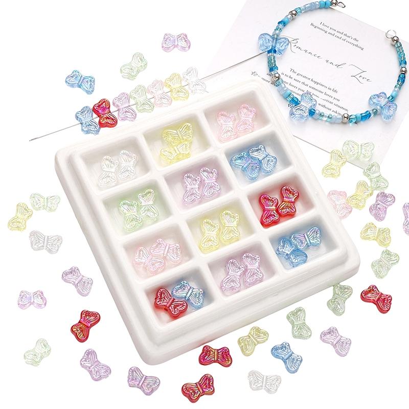 [14x8mm] Color-plated Butterfly Beads Acrylic Butterfly Beads For Earring Bracelet Necklace Keychain DIY Jewelry Making Accessories