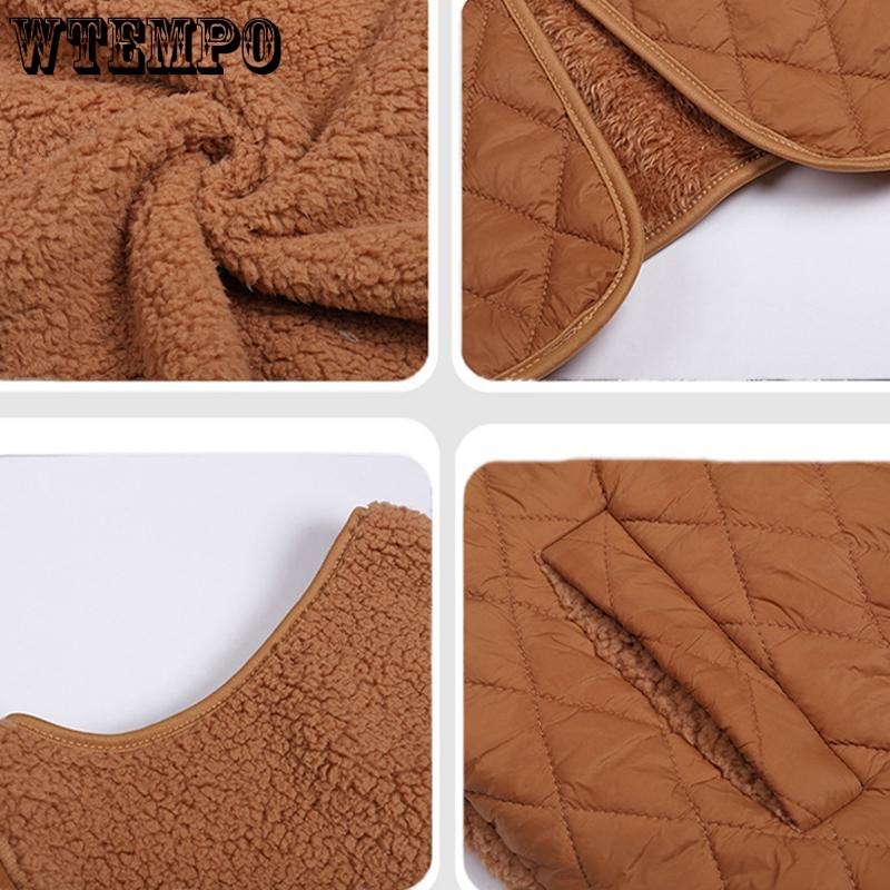 Autumn and Winter Women's Plush Splicing Cardigan Sleeveless Jacket Medium-length Vest