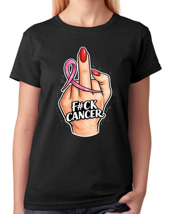 F#ck Cancer Bold Breast Cancer Awareness Ladies T-Shirt Statement Tee M