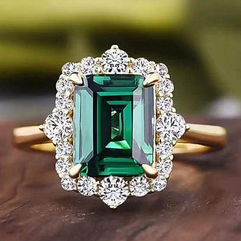 

New Emerald Cubic Zirconia Ring, Suitable for Women s Anniversary Party Style Accessories Fashion Personality Luxury Zircon 10