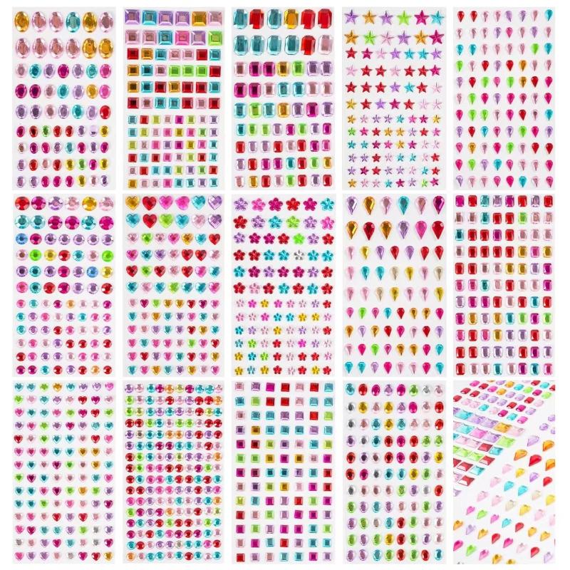 1Sheet Self Adhesive Rhinestone Jewelry Stickers On Face Gem Stickers Crystal Crafts Nail Body Makeup Card Making Craft Supplies